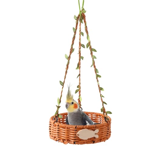 Doiyislem Vogel Hängematte Für Käfig - Sittich Schaukel | Nachgeahmter Rattan Retro-Look Leicht Zu Reinigen Für Schlafen Klettern Knabbern Futtersuche Bei Loris Und Nymphensittichen von Doiyislem