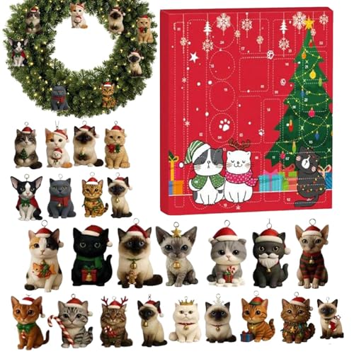 Doiyislem Weihnachtsadventskalender - 2025 Katzenliebhaber Weihnachts Countdown Kalender - Niedliche Deko für Innenbereich - Tür Deko Baum Schlafzimmer Eingangsbereich von Doiyislem