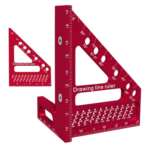 Doiyislem Zimmermannswinkel,Anreißlineal Mit Lochfunktion Und Winkelmessung - 22.5 90 Grad Aluminiumlegierung Winkelmessgerät | Für Holzbau Zeichnen Möbelbau Konstruktion Doiyislem Zimmermannswinkel,Anreißlineal Mit Lochfunktion Und Winkelmessung - 22.5 90 Grad Aluminiumlegierung Winkelmessgerät | Für Holzbau Zeichnen Möbelbau Konstruktion von Doiyislem