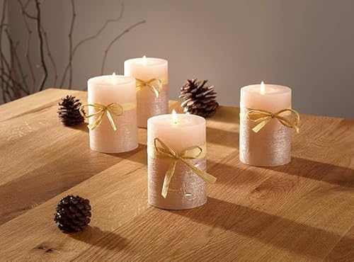 Kerzen Adventskranz Champagner im 4er Set Stumpenkerze Adventskerzen weihnachtlich Wachs 6x10 cm creme von Dokado