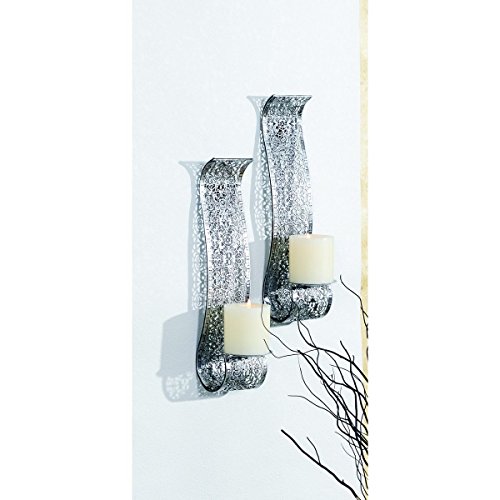 Wandkerzenhalter für Stumpenkerzen aus Metall Dekorativ Silber 2er Set von Dokado