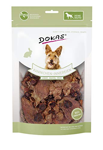 DOKAS Kaninchen-Innereien – Getreidefreier Premium Natursnack für Hunde aus Kaninchen – Mit Lunge, Magen & Herz – 1 x 100 g von Dokas