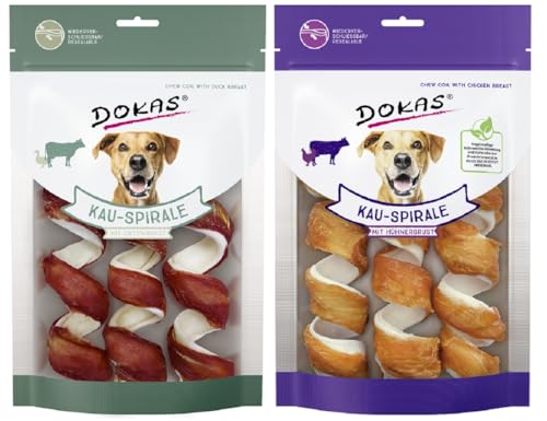 DOKAS - Kau-Spirale mit Hühnerbrust und Entenbrust 2er Pack (2 x 110g) von Dokas