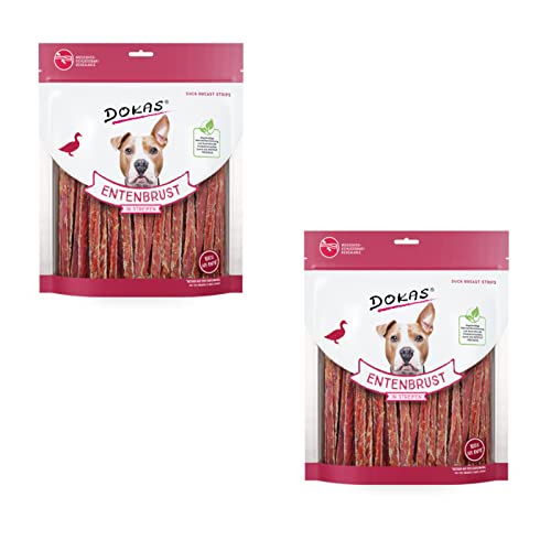 Dokas Dog ENTENBRUST in Streifen - Doppelpack - 2 x 500 g von Dokas