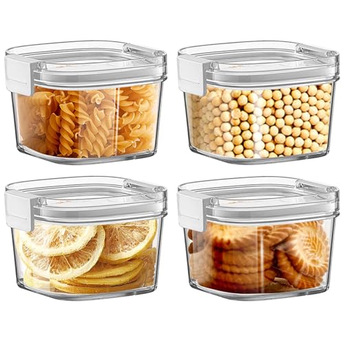 4 Stück Vorratsbehälter Set - Vorratsdosen mit Deckel Luftdicht, Aufbewahrungsbox Küche | Aufbewahrung & Organisation | Küchenorganizer aus Kunststoff für Getreide, Gewürze, Zucker (460lml) von Dokeno