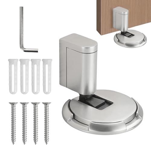 Türstopper Boden, Selbstklebend Schwer Türhalter, Porte Mécanique Silencieuse, Mechanischer Türblock, perforationsfreier Türhalter aus Metall, Butée Türstopper für Boden und die Wand (Silber) von Dokeno