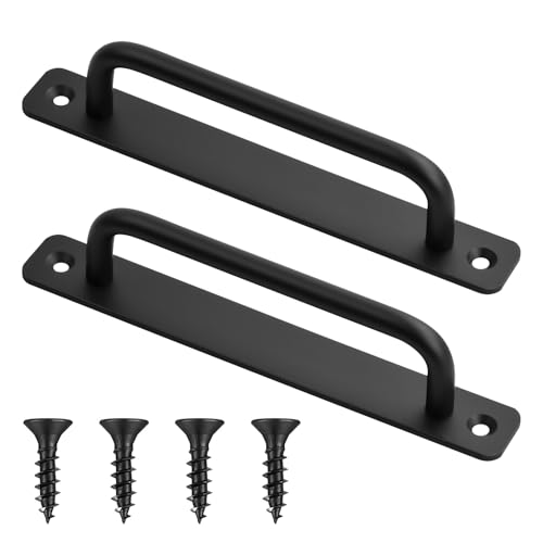 Dokeno 2 Stück Scheunentor Griff, Hochleistungs Schiebetür Handgriff mit Schrauben, Eisenware Türgriff aus Aluminiumlegierung Für Schrank Küchen Möbel Schlafzimmer Gartentor, schwarz von Dokeno