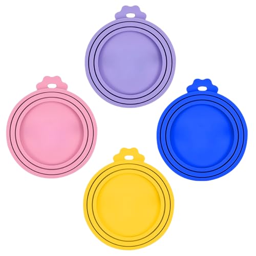Dokeno 4 Stück Tierfutter-Dosendeckel Silikon-Dosendeckel für Haustier Futteraufbewahrung 3 in1 Universal Dosendeckel für Hunde und Katzen Tiernahrung Passt auf Fast Alle Futterdosen von Dokeno
