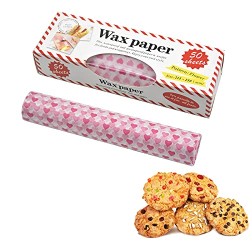 Dokeno 50 Blätter Lebensmittelpapier, 25x21cm Lebensmittelverpackungspapie Butterbrotpapier Antihaft Bienenwachstücher Lebensmittelpapier Wachstücher für Sandwich Brot Hamburger Snacks von Dokeno