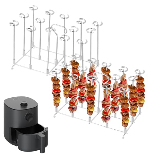 Dokeno Airfryer Zubehör Grillrost, Heißluftfritteuse Grillrost mit Spieße, Luftfritteusen-Zubehör, Vertikaler Spieß Rack Set, Airfryer Heißluftfritteuse Zubehör Kompatibel mit Ninja Foodi von Dokeno