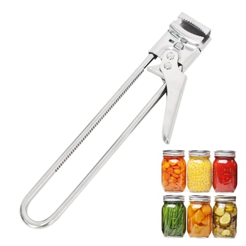 Dokeno Dosenöffner Verstellbarer Deckelöffner Flaschenöffner Glasöffner aus Edelstahl Manueller Kappenöffner Glasdeckelöffner Multifunktion für Schraubgläser 0,5–13,6cm Deckel von Dokeno