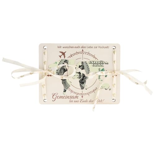 Dokeno Geldgeschenk,Geldgeschenke Hochzeit,Hochzeitsgeschenk Weltkarte aus Holz für Brautpaar Geldgeschenke Verpackung geldgeschenk reise aus Kraftpapier Umschlagverpackung Geldgeschenk Geburtstag von Dokeno