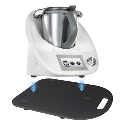 Dokeno Gleitbrett für Thermomix TM6 TM5, Brett für Thermomix mit Rollen & Handgriff, müheloses Verschieben Rollbrett aus Acryl/Bambus, Küchenmaschine Zubehör Unterlage Brett (Acryl, Schwarz) von Dokeno