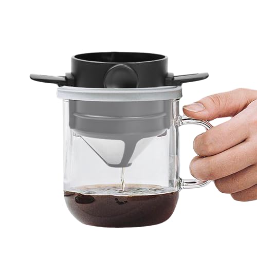 Dokeno Kaffeefilter 1–2 Tassen, Papierloser Kaffeefilter Kaffeefilter Wiederverwendbar Camping Kaffeefilter Teefilter mit Halter für Zuhause Büro Reisen Camping von Dokeno