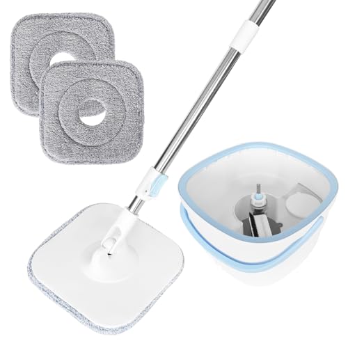 Wischmopp Set mit Eimer 130cm, 2-in-1 Filtersystem Trennt Schmutz von Frischwasser, Putzeimer Bodenwischer mit Auswringfunktion, mit 2 Mikrofaserbezug, für Fenster- Bodenreinigung Wischmopp Set mit Eimer 130cm, 2-in-1 Filtersystem Trennt Schmutz von Frischwasser, Putzeimer Bodenwischer mit Auswringfunktion, mit 2 Mikrofaserbezug, für Fenster- Bodenreinigung von Dokeno