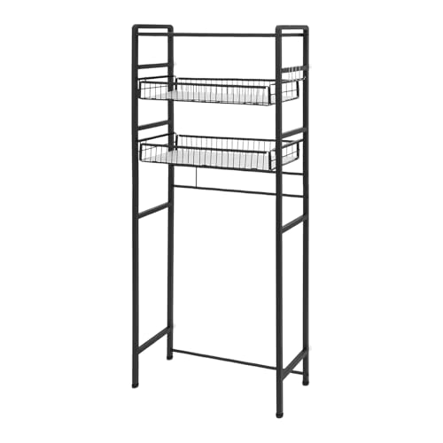 3-stöckiger Waschmaschinenregal, Waschmaschinen-Überbauschrank mit Ausziehbare Korb, WC Regal über Waschmaschine Toilette, Waschküchenregal für Badezimmer, Waschküche, 70,5x26x157,5 cm (Schwarz) von Dokiiovo