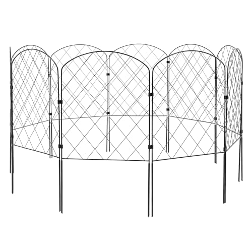 Dekorativer Gartenzaun, Gartenzaun aus Metall, 10 Stück Zaunpaneele, Oberbogen Zaun 61 x 33 cm Dekorativer Zaun für kleine Wege, Rasenflächen, Gärten (Rautenmuster) von Dokiiovo