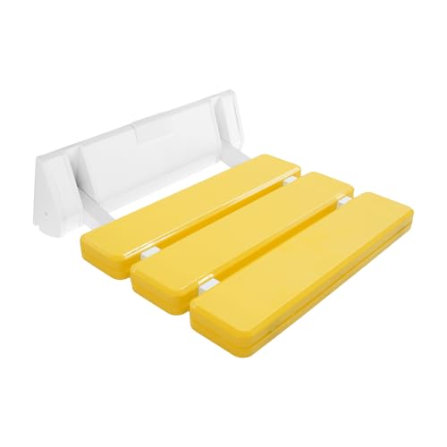 Dokiiovo Duschklappsitz Wandmontage, Klappbar Duschhocker bis 130kg Tragkraft, Faltender Badesitz für Badezimmer, Duschraum, Flur, 32x34x10 cm (Gelb) von Dokiiovo