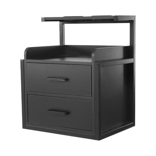 Dokiiovo Hängender Salon-Wandschrank, Wandmontierter Salon-Speicherschrank, Aufbewahrungstisch mit 2 Schubladen und Haartrocknerständer, für Spas, Friseurläden, Salons, 40x30x48 cm (Schwarz) von Dokiiovo