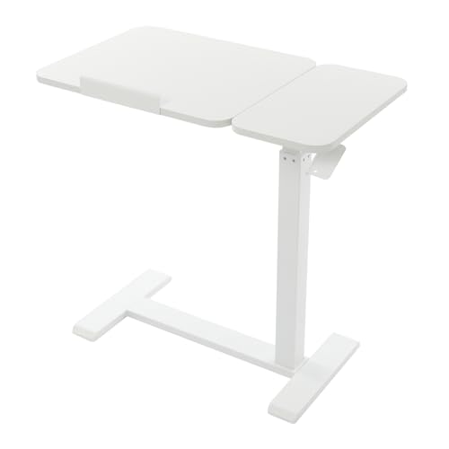 Dokiiovo Mobile Stehschreibtisch, Höhenverstellbar Laptoptisch, Betttisch mit versteckten Rädern, Überbetttisch Mit Neigbarer Schreibtischplatte für Wohnzimmer, Arbeitszimmer, Schlafzimmer (Weiß) von Dokiiovo