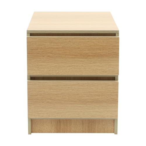 Dokiiovo Nachttisch mit 2 Schubladen, Moderner Nachtschrank, Nachtkommode Beistelltisch für Schlafzimmern, Arbeitszimmern, Wohnzimmern 32x30x41cm (Eichenholz Farbe) von Dokiiovo