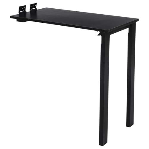 Dokiiovo Wandmontierter Klapptisch mit Beinen, Klappbarer Esstisch aus Holz, Faltbarer Wandtisch für Kleine Räume, Esszimmer, Schlafzimmer, Wohnzimmer, 75x40x74 cm (Schwarz) von Dokiiovo