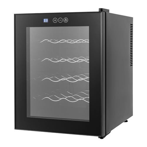 Dokiiovo Weinschrank Schwarz, Barschrank mit gehärteter Glastür, Freistehender Weinschrank, Getränkeschrank mit LED Touchpanel, Weinkeller für Wohnzimmer, Büros, Küchen, Bar (20 Flaschen) von Dokiiovo