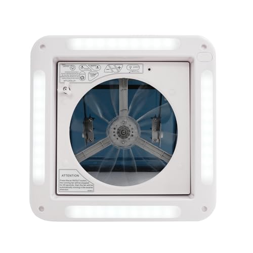 Dokiiovo Wohnwagen-Dachlüftungsventilator, 12V RV Dachventilator, Wohnmobildach Abluftventilator Lüfter, mit 6 Gänge einstellbare Windgeschwindigkeit, Fernbedienung, LED-Licht Dokiiovo Wohnwagen-Dachlüftungsventilator, 12V RV Dachventilator, Wohnmobildach Abluftventilator Lüfter, mit 6 Gänge einstellbare Windgeschwindigkeit, Fernbedienung, LED-Licht von Dokiiovo