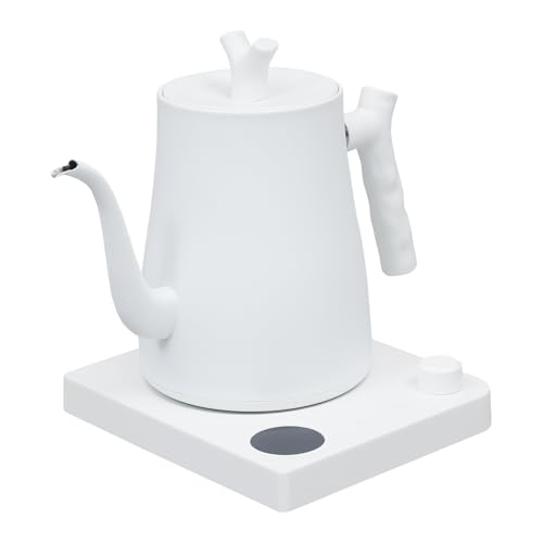 Elektrischer Schwanenhals Wasserkocher, 1L Kaffee- und Teekocher mit Temperatureinstellung, 1000W Intelligenter Wasserkocher aus Edelstahl 304, 40-100°C justierbar, Schnellheizung (Weiß) von Dokiiovo