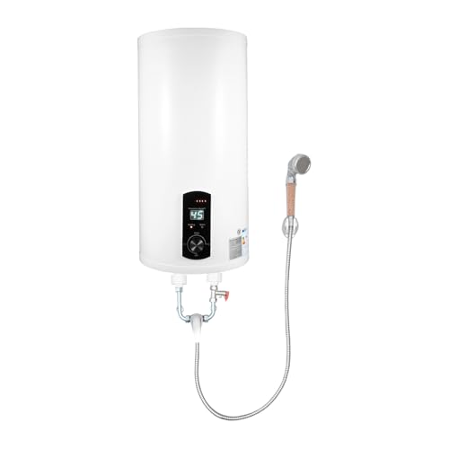 Elektrischer Warmwasserspeicher, 2000W Wandhängend Warmwasserboiler, Elektrischer Tank-Wassererhitzer, mit Handbrause und Wasserhahn, 25-75°C Temperatur einstellbar (50L) von Dokiiovo