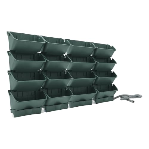 Hängender vertikaler Wand-Pflanzgefäß, Hängende Pflanztaschen, Vertikaler Wand-Blumentopf, Selbstbewässernder Wandpflanztopf, Wand-Pflanzkübel mit Entwässerungsrohr für Gärten (Army Green, 16PCS-A) von Dokiiovo
