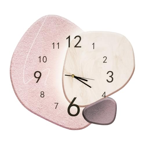 Kreative Wanduhr, Unregelmäßige Moderne Uhr, Wanduhr aus Kristall-Porzellan, Mid-Century-Stil Dekoration für Schlafzimmer, Wohnzimmer, Kreative Räume (Hellrosa) von Dokiiovo