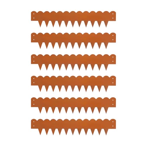 Rasenkante mit Dornen, 6 Stück Garten Metall Beeteinfassung, Verformbar Metall Palisade, Rasenbleche Mähkante für Garten Bauernhof Ville, Länge 102cm Höhe 20cm (Braun) von Dokiiovo