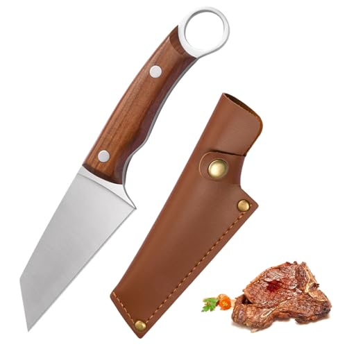 Doklasu Japanischer Stil Kleines Kochmesser Voller Tang Outdoor Kochknöbel Handgefertigte Schmiede Hochkohlenstoffstahl BBQ Fleischmesser mit Mantel und Holzgriff Doklasu Japanischer Stil Kleines Kochmesser Voller Tang Outdoor Kochknöbel Handgefertigte Schmiede Hochkohlenstoffstahl BBQ Fleischmesser mit Mantel und Holzgriff von Doklasu