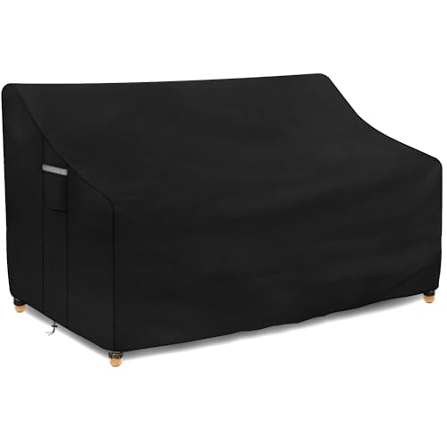 Dokon 3 Sitzer Gartenbank Schutzhülle Wasserdicht Winterfest 420D Oxford Gewebe Winddicht Anti-UV Abdeckung für Gartenbank, Gartensofa Abdeckung mit Belüftungsöffnungen - 163x66x63/89cm von Dokon