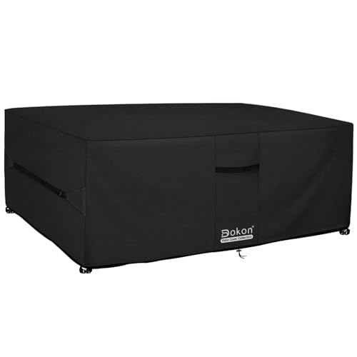 Dokon Gartenmöbel Abdeckung Wasserdicht Winddicht UV Beständiges Gartentisch Abdeckplane mit Belüftungsöffnungen Robustes Oxford-Gewebe Schutzhülle für Loungemöbel Sitzgruppe (242x162x100cm) Schwarz von Dokon