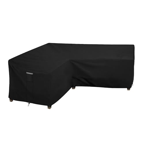 Dokon Gartenmöbel Abdeckung L Form Wasserdicht Winterfest 420D Oxford Gewebe Winddicht Anti-UV Schutzhülle für Loungemöbel L-Form, Ecksofa, Gartensofa Abdeckplane - 215x215x87x80cm von Dokon