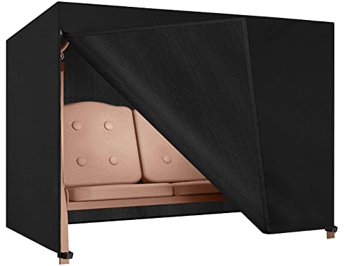 Dokon Hollywoodschaukel Abdeckung 4 Sitzer Wasserdicht Winterfest Winddicht UV-Beständiges Robustes Oxford-Gewebe Schutzhülle für Gartenschaukel, Schaukelbank (250x150x160cm) - Schwarz von Dokon