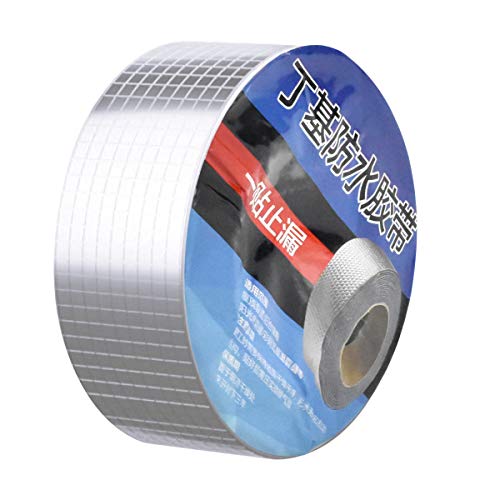 Dokpav 50mmx5m Butylkautschuk Aluminiumfolie Tape, Wasserdichtes Klebeband, Reparatur klebeband, Alufolie Dickes Dichtband selbstklebend für Rohr Glas Boden Dach Fenster Wand Stößen Wohnwägen von Dokpav