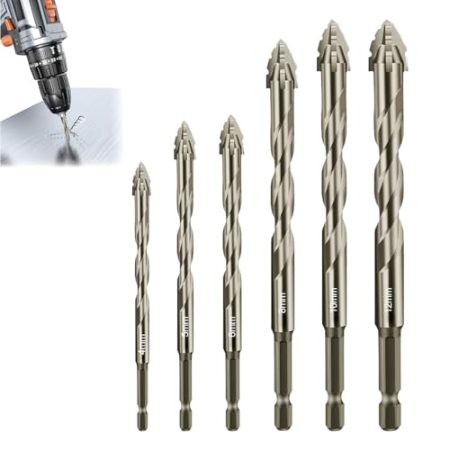 Powerbit Sägezahnbohrer 6er-Set, Power Bit Bohrer Sechskantschaf, Fliesenbohrer, Vierschneidiger Exzenterbohrer 4/5/6/8/10/12 mm, Keramikbohrer Metallbohrer Set Powerbit Sägezahnbohrer 6er-Set, Power Bit Bohrer Sechskantschaf, Fliesenbohrer, Vierschneidiger Exzenterbohrer 4/5/6/8/10/12 mm, Keramikbohrer Metallbohrer Set von Doksvp