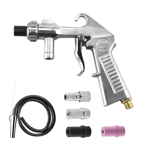 Sandstrahlpistole Druckluft, Sandstrahlkabine, Sandstrahlen Pistole Kit, Sandblaster, mit Gummischlauch (1M), Metalldüse und Keramikdüsen ein Luftanschlussnippel, für Sandstrahlen von Doksvp