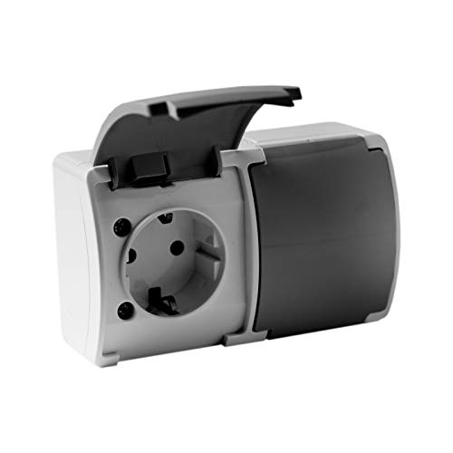 2-fach Steckdose Schuko IP44 Schukodose Doppelsteckdose + Klappdeckel 182-08DV von Doktorvolt