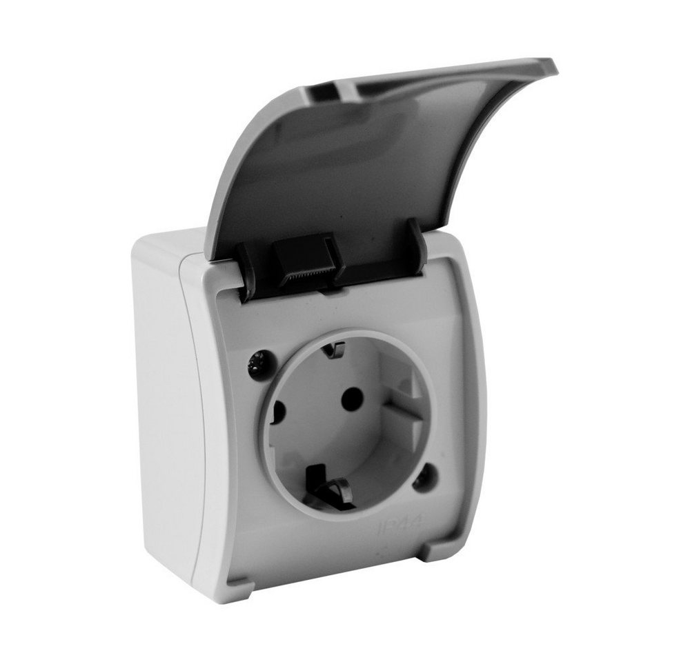 Doktorvolt Aufputz-Steckdose Aufputz Steckdose Schuko 230V IP44 mit Schutzklape Schukodose, mit Klappe Doktorvolt Aufputz-Steckdose Aufputz Steckdose Schuko 230V IP44 mit Schutzklape Schukodose, mit Klappe von Doktorvolt