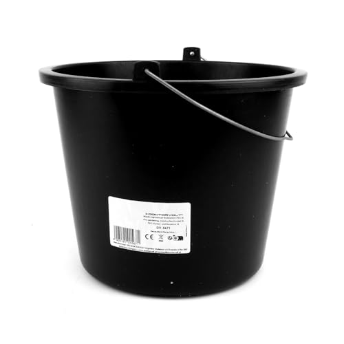 Doktorvolt Baueimer Eimer - Putzeimer Mörtelkübel Maurerkübel Wischeimer mit Metallhenkel - 12 L - aus PVC - Schwarz von Doktorvolt