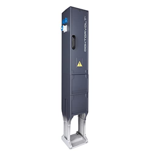 Doktorvolt Camping Stromverteiler mit Steckdosen 2x 16A 3P 230V, 4x 230V Schuko und FI-Schalter 40A 4P 30mA LS-Schalter Energiesäule Campingverteiler Campingsäule komplett verdrahtet IP44 von Doktorvolt
