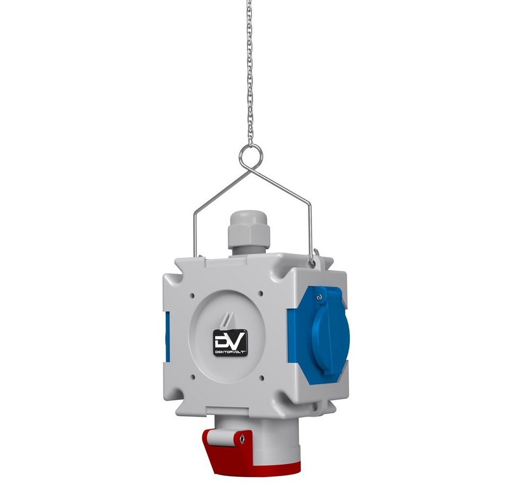 Doktorvolt Energiewürfel Stromverteiler mDV 1x16A/5P 2x230V Verzinktkette Steckdosenverteiler 3-fach, ausgestattet mit Mennekes-Steckdosen von Doktorvolt