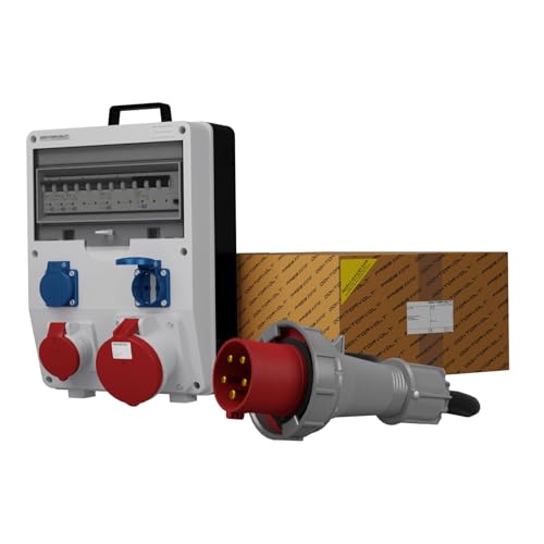Doktorvolt Stromverteiler Baustromverteiler - Mit Kabel Halterung - TD-S/FI SKH 63A 16A 2x230V von Doktorvolt