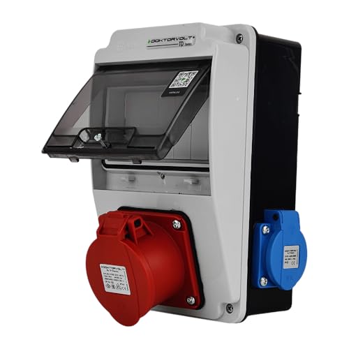 Doktorvolt Stromverteiler Wandverteiler Baustromverteiler 16A 2x230V IP44 Komplett Verdrahtet DV-5121-F XS von Doktorvolt