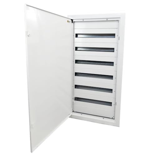 Doktorvolt Verteilerkasten Unterputz Verteiler Sicherungskasten Verteilerschrank Gehäuse aus Metall Unterputzverteiler 144 Module 6-reihig mit Tür Weiß IP30 IK07 für Installation im Haus von Doktorvolt