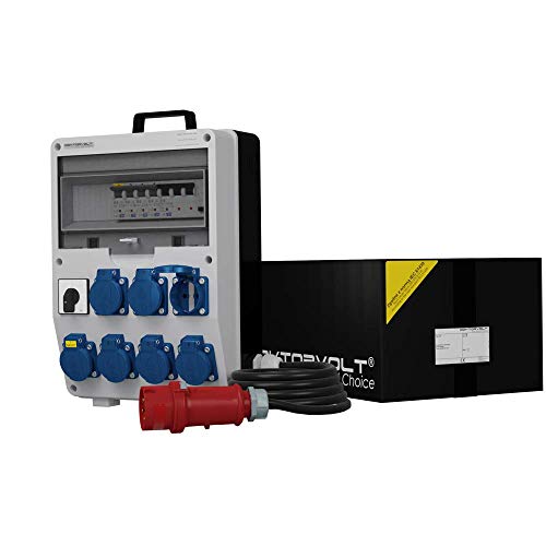 Doktorvolt Stromverteiler Baustromverteiler Wandverteiler Steckdosenverteiler Mit Kabel Und Stecker 7x230V TD-S/FI 6169 von Doktorvolt